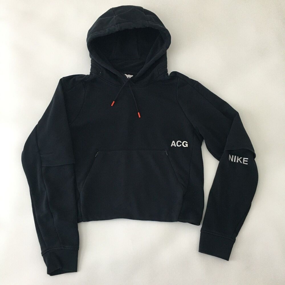NikeLab ACG Cropped Pullover Hoodie Black Womens S Petite Dri-FIT